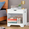 White Bedside Table Toy Box Wooden End Table Storage Cabinet Nightstand w/ Shelf