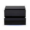 Black Bedside Table Chest of 2 Drawers High Gloss Nightstand Cabinet LED Light