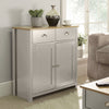 Grey Oak Sideboard 2 Door 2 Drawer Storage Cupboard Metal Handles