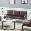 Deep Brown Faux Leather Sofa Armchair 3 Seaters Metal Legs Living room
