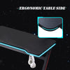 Z Shaped Gaming Desk 7 Color LED Racing Table with Headphone Hook Home Office