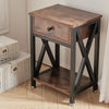 Bedside Table Cabinet Vintage Bedroom Nightstand Side End Table 1 Drawer & Shelf