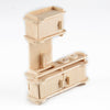 34Pcs/1 Set New Vintage Wooden Furniture Dolls House Miniature Toys Kids Gift