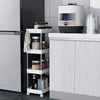 Mondeer 4-Tier Storage Trolley Storage Shelf with Wheels Kitchen Bathroom White