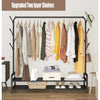 Double Metal Clothes Rail Hanging Rack Clothes Display Stand Lower Shelf Storage