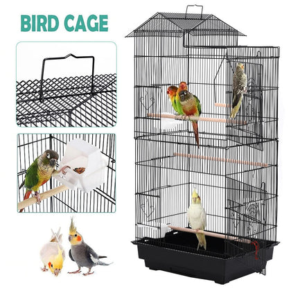 Extra Large Metal Bird Parrot Cage Birdcage for Canary Budgie Cockatiel w/ Stand
