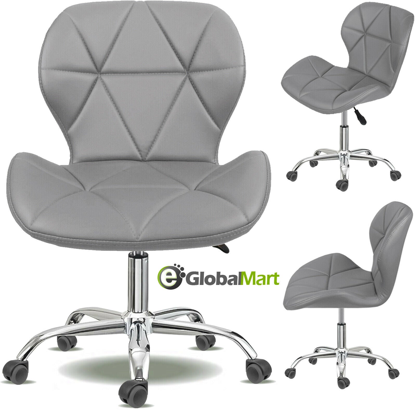 Cushioned Computer Desk Office Chair Chrome Legs Lift Swivel Small Adj