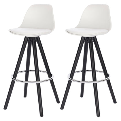 2x Barstool Breakfast stool Metal+leather Counter Bar Chair Faux Bar Stool WHITE