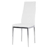 2 Modern White Faux Leather Dining Chairs Padded Seat High Back Chrome Metal Leg