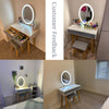 Modern Dressing Table 2 Drawers Makeup Desk Dresser LED Lighted Mirror Stool Set