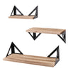 3 Sets Corner Wall Shelves Industrial Style Metal Wood Floating Shelf Storage