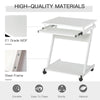 Movable Computer Desk with 4 Moving Wheels Sliding Keyboard Tray White