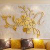 3D Mirror Flower Art Removable Wall Sticker Acrylic Mural Decal Home Room Decor
