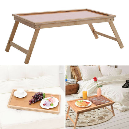 BAMBOO WOODEN BED TRAY WITH FOLDING LEGS SERVING BREAKFAST LAP TRAY TABLE MATE