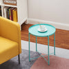 Coffee Table Folding Side Table Round Metal Tray Top Portable Table Night Stand