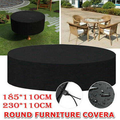 LARGE ROUND WATERPROOF GARDEN PATIO TABLE CHAIR SET FURNITURE RATTAN COVER UK