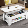 Modern Sliding Top Coffee Table with Bottom Shelf and Hidden Storage Tea Table