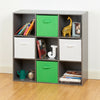 Grey 9 Cube Storage Unit White & Green Boxes Children/Kid Bedroom Toy Basket/Box