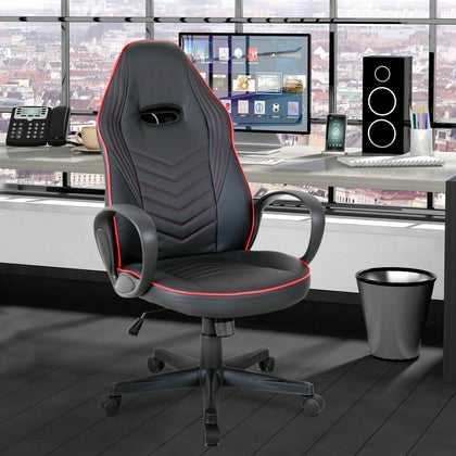 Vinsetto PU Leather Office/ Gaming Chair Adjustable Padded Swivel Black/Red
