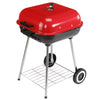 Red BBQ Charcoal Trolley Garden Outdoor Barbecue Cooking Grill Powder Wheels NEW