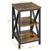 3 Tiers Industrial Bedside Table Sofa Side/End Table X-Frame Nightstand Storage