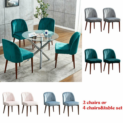 Velvet Dining Chairs Table and Chairs Set Small Lounge Sofa Padded Seat Modern