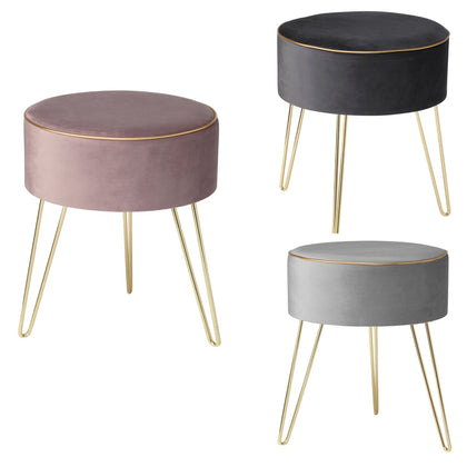 Ottoman Storage Velvet+metal Toy Box Pouffe Seat Foot Stool Without lid