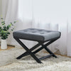 Linen Fabric Stool Footstool Dressing Dining Stool Padded Seat Cross Steel Leg