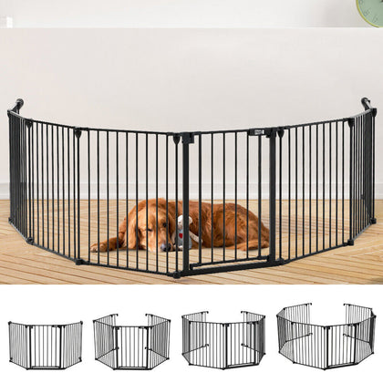 Pet Dog Fence Barrier 3/5/6/8 Panels Folding Metal Playpen Enclosure Cage Gate