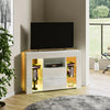 100cm Corner TV Stand Cabinet White High Gloss Door & Matt Body Unit RGB LED