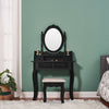 Wooden Dressing Table w/4 Mirror Stool Vanity Makeup Desk Stool Set White/Black