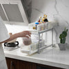 2 Tiers Bathroom Kitchen Storage Basket Shelf Stand with Slide Drawer Organizer