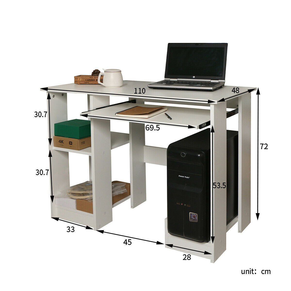 110cm Computer Table 110CM Computer Desk Study Writing PC Desktop Table Home Office Worksta ...