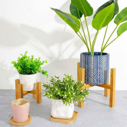 Bamboo Wooden Display Plant Stand Succulent Holder Modern Flower Pot Shelf