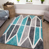 Modern Teal Rug | Cheap Rugs For Living Room | Soft Non Shedding Bedroom Carpet