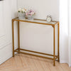 Modern Tempered Glass Console Table Hallway Living Room Side Table Golden Leg