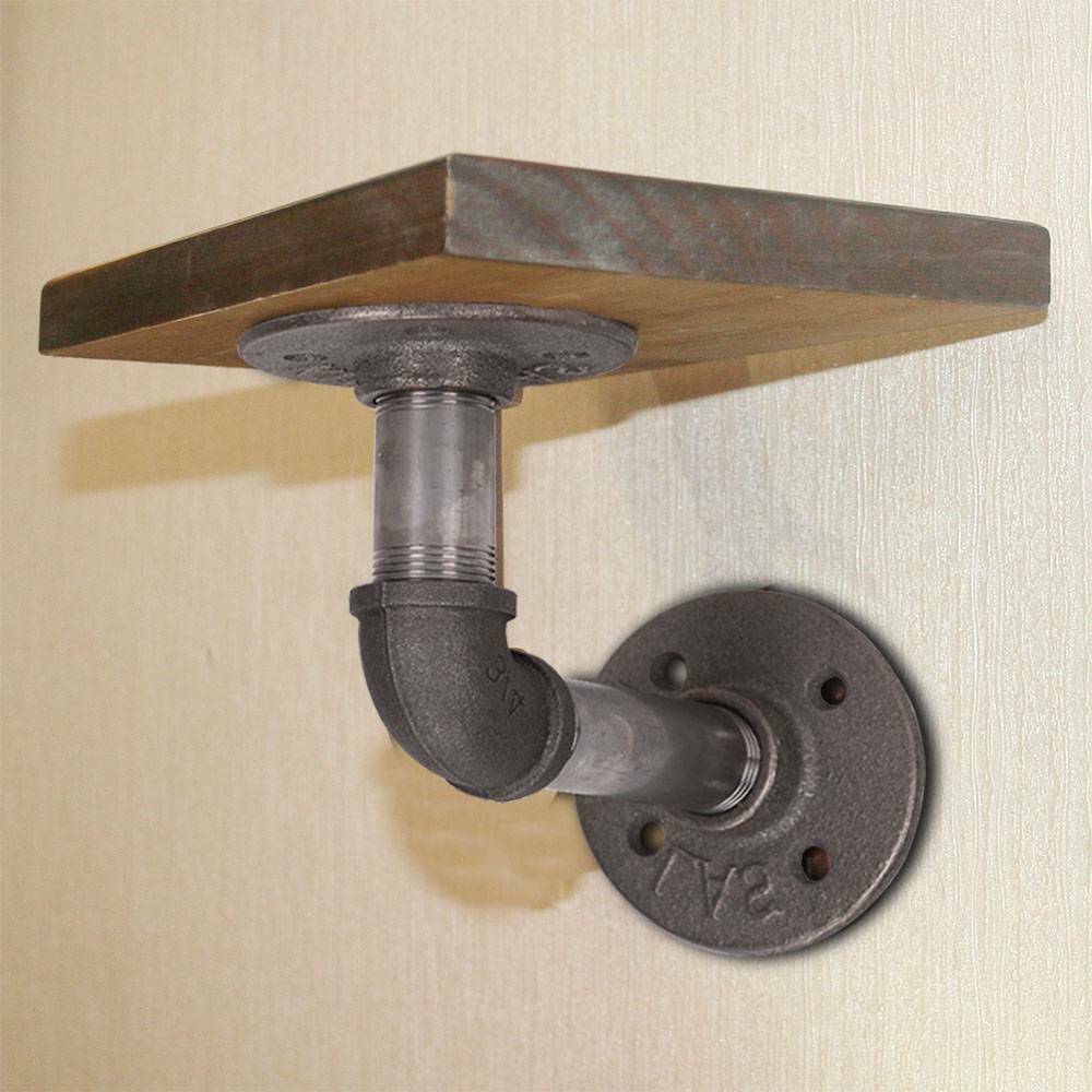 2Pcs Industrial Steel Iron Pipe Shelf Bracket Holder With Screws DIY Home Décor