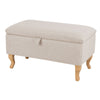 LINEN STORAGE OTTOMAN POUFFE SEAT FOOT STOOL HOME STORAGE BENCH BOX WOODEN LEGS