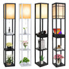 Wooden Shelf Floor Lamp Standard Lounge Reading Light 3-Tier Open Storage Shelf
