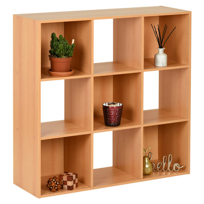 Beech Effect 9 Cube Modular Square Storage Shelving 3 Tier Shelf Unit