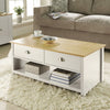 Off White Oak Coffee Table 2Drawer Occasional Table D Cup Metal Handles