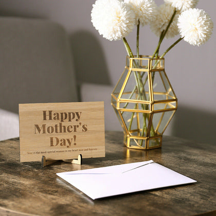 Engraved Happy Mothers Day for Mom's Gift Wooden Plaque Freestanding +Envelope