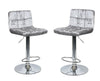 2 Silver Crushed Velvet Breakfast Bar Stools Stool Chrome Home Kitchen Gas Lift