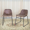 2x Vintage Industrial Style Kitchen Bar Stool Brown Leather Look Restaurant Cafe