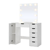 White Dressing Table W/ 10 LED Light Mirror Vanity Makeup Desk 6 Drawers Cabinet