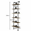 6-Tier Ladder Shelf Industrial Pipe Wall Shelf Display Rack Plant Stand Bookcase