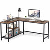 Functional Computer PC Desk with 2 Tier Open Shelves Writing Gaming Workstation