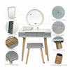 Dressing Table LED Light Mirror Makeup Desk Vanity Set 2 Drawers Stool Organizer
