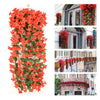 Artificial Fake Violet Orchid Flower Hanging Wall Rattan Basket Decor Outdoor ER