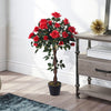 90cm Artificial Red Rose Flower Tree Potted Fake Plant Indoor Outdoor Home Decor